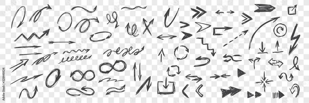 Set of hand drawn black arrows Stock Vector | Adobe Stock