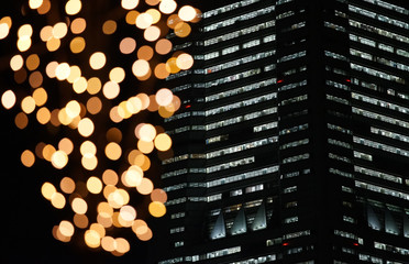 Sticker - Night view of skyscrapers and illuminations