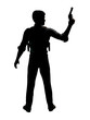 © weirdmedia - Standing Detective with Raised Weapon 3-D-Illustration (White Background)