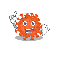 Poster - One Finger electron microscope coronavirus in mascot cartoon character style