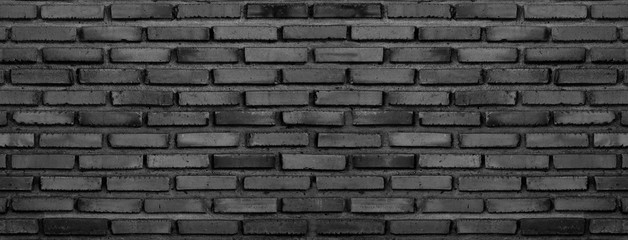 Wall Mural - Vintage dark black panorama big file of brick wall for minimalism and hipster style background and design purpose