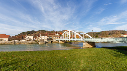 Wall Mural - An ancient medieval French town beside the river