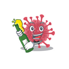 Canvas Print - Coronavirus disease with bottle of beer mascot cartoon style