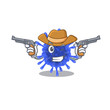 Funny bacteria coronavirus as a cowboy cartoon character holding guns