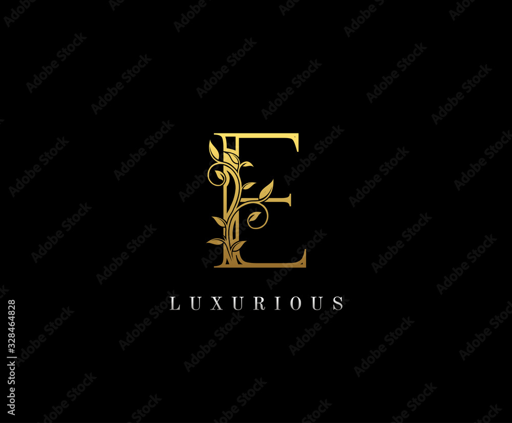 Gold Letter E Logo. E Letter Design Vector with Golden Colors and ...
