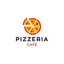 Pizza Cafe Logo, Pizza Icon, Emblem For Fast Food Restaurant. Simple Flat Style Pizza Logo On White Background, White Isolated Background  B