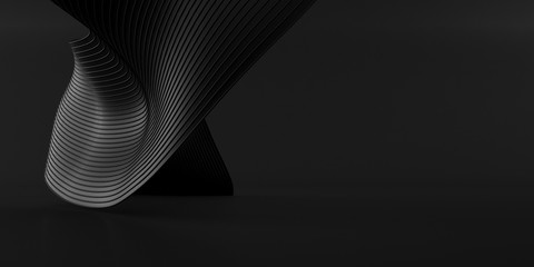 Aufkleber - abstract of black space, dark twisted shape, architecture details,perspective of future sculpture de