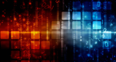 2d illustration abstract digital binary data on computer screen