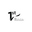 1st anniversary letter logo icon design with ribbon banner