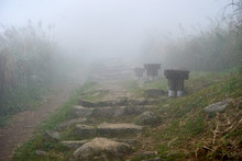 Foggy Pathway At Mount Keelung Trail Near Juifen Town