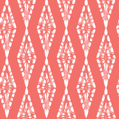 Wall Mural - Vector red shibori monochrome vertical diamonds seamless pattern. Suitable for textile, gift wrap and wallpaper.