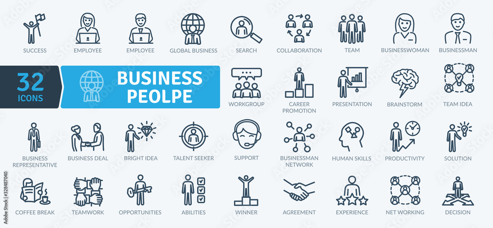 Business People Icons Pack. Thin line icons set. Flaticon collection set. Simple vector icons - obrazy, fototapety, plakaty 