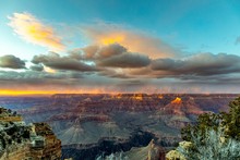 Scenic Panorama Of Grand Canyon At South Rim