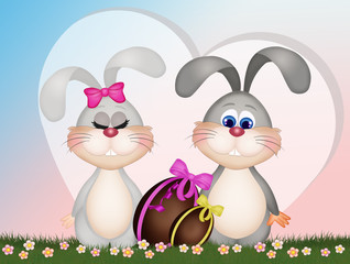 Poster - illustration of Easter bunnies