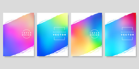 Wall Mural - Set of Colorful Gradient Backgrounds with Brush Strokes. Vector Cover Design Templates.