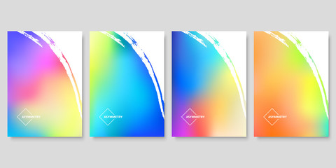 Wall Mural - Set of Colorful Gradient Backgrounds with Brush Strokes. Vector Cover Design Templates.
