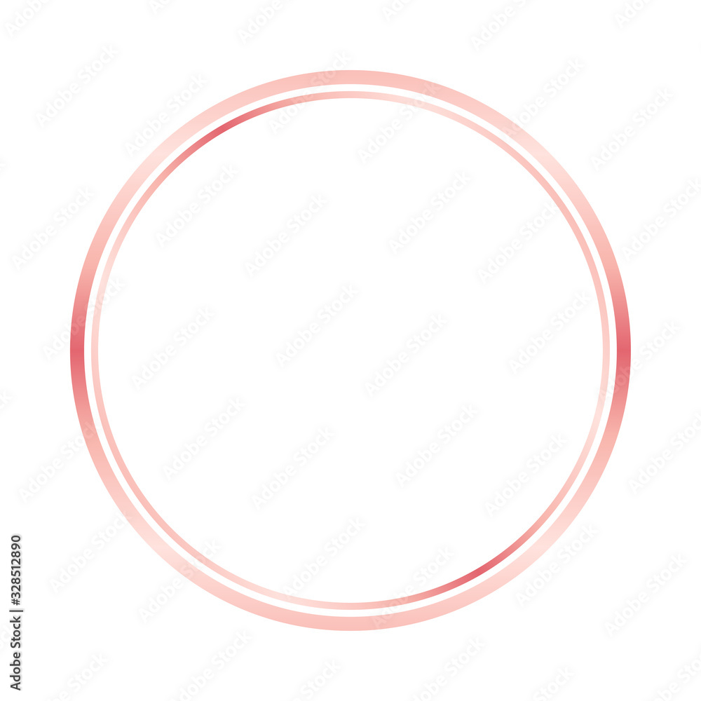 Rose gold circle frame. Rose golden round frame isolated on white ...