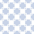 Vector geometric seamless pattern with flower shapes, squares, grid, repeat tiles. Simple abstract texture in light blue and white color. Modern minimalist background. Elegant minimal repeated design