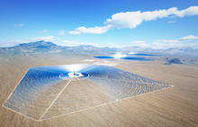 Solar Power Plant From Above. Solar Renewable Energy In Nevada Desert.
