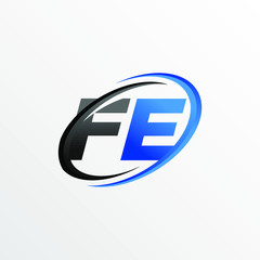 Wall Mural - Initial Letters FE Logo with Circle Swoosh Element