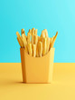 Fries box in minimal look. Isolated product. 3D rendering.