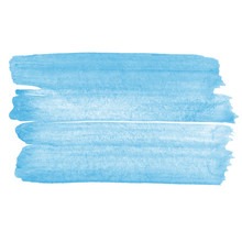 Vector Hand Drawn Watercolor Brush Stain. Colorful Painted Stroke. Blue Color Artistic Tender Background.