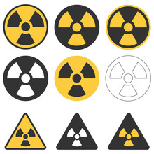 Radiation Sign. Large Set Of Radiation Signs. Vector Illustration Of Radiation Signs Isolated On White.