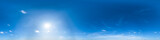 Fototapeta Na sufit - Nahtloses Panorama mit weiß-blauem Himmel in 360-Grad-Ansicht mit schöner Cumulus-Bewölkung zur Verwendung in 3D-Grafiken als Himmelskuppel oder zur Nachbearbeitung von Drohnenaufnahmen