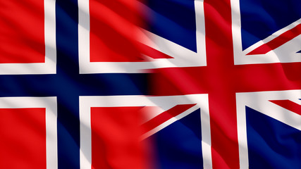 Wall Mural - Waving UK and Norway Flags