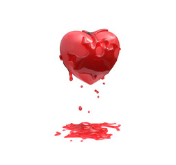 Wall Mural - red loving heart bleeding on white floor