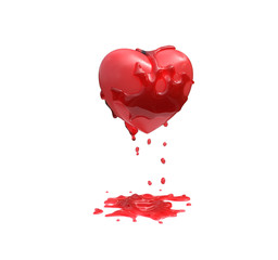 Wall Mural - red loving heart bleeding on white floor