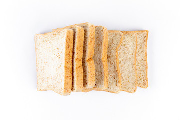 Bread plate made from wheat mixed with Tanya. Baked plants on white background.