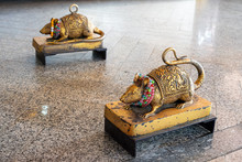 Two Golden Mouse Dolls Used For Guess The Fortune In The  Shrine