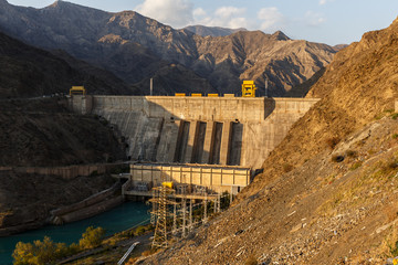 hydroelectric power station on Naryn river in Kyrgyzstan.