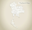 Thailand map, administrative division with names, old paper background vector