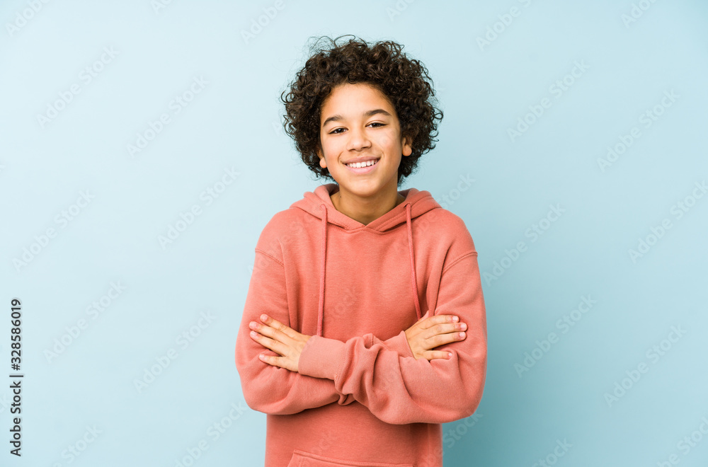African american little boy isolated laughing and having fun. - obrazy, fototapety, plakaty 
