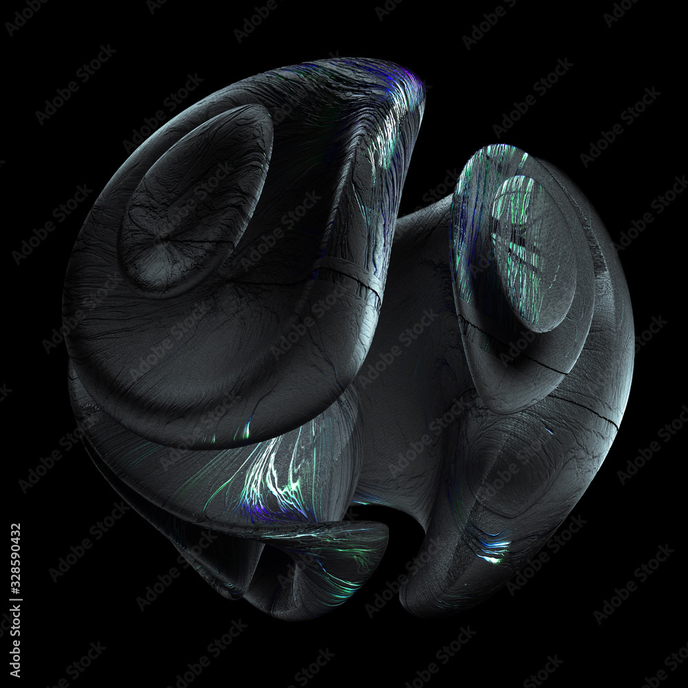 3d render of abstract art with surreal 3d ball in organic curve round ...
