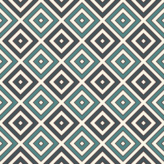 Poster - Repeated blue diamonds background. Geometric motif. Seamless surface pattern design with pastel colors square ornament.