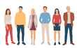 © Galina - Set of men and women, different colors, cartoon character, group of silhouettes standing business people, flat icon design concept isolated on white background