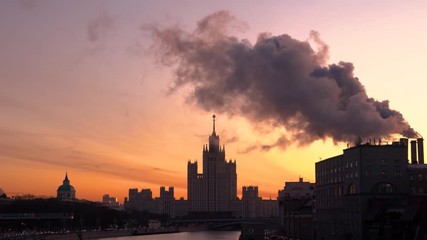 Wall Mural - Beautiful sunrise footage of Moscow Russia