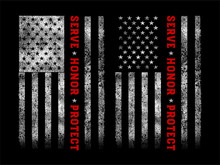 Grunge Usa Firefighters With Thin Red Line And Quote Vector Design
