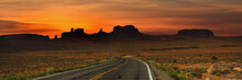 Panoramic View Of Highway To Monument Valley
