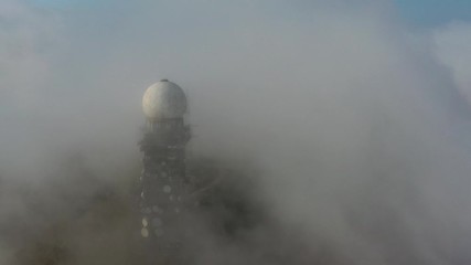 Poster - Aerial view of Mt. Dai Mo Shan and weather radar site in fog