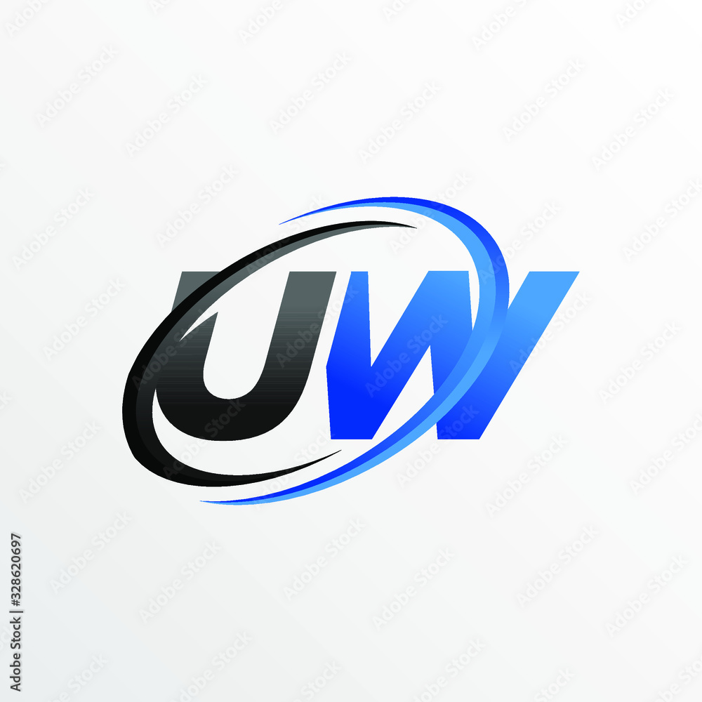 Initial Letters UW Logo with Circle Swoosh Element Stock Vector | Adobe ...