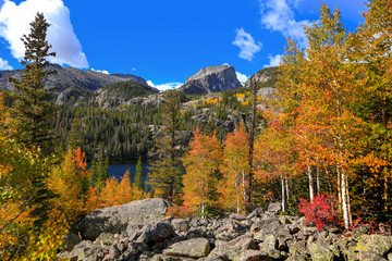 Scenic Bear lake landscape in Rocky mountain national park