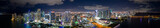 Fototapeta  - Amazing aerial panorama of Downtown Miami FL USA at night with bright city lights