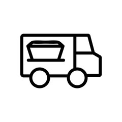 Wall Mural - Food truck Icon vector. Thin line sign. Isolated contour symbol illustration