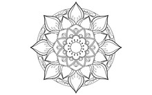 Circle Pattern Petal Flower Of Mandala With Black And White,Vector Floral Mandala Relaxation Patterns Unique Design With White Background,Hand Drawn Pattern,concept Meditation And Relax 