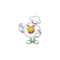 Sticker - A picture of fried egg cartoon character wearing white chef hat