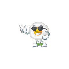 Sticker - Cute fried egg cartoon character design style with black glasses